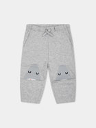 Pantaloni grigi per neonato con stampa pinne di squalo,Stella Mccartney Kids,TU6580 Z0499 807